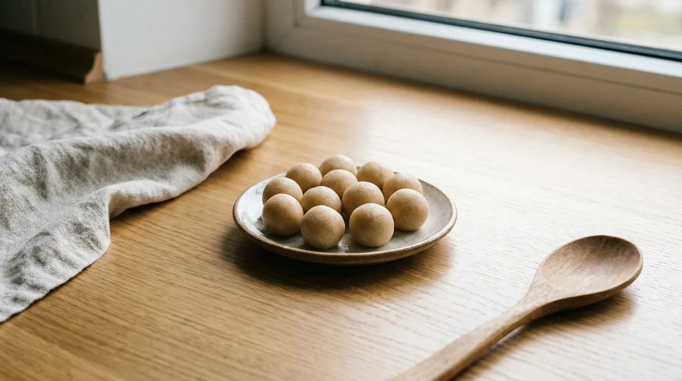 Appât maison à l'acide borique et sucre en petites boulettes sur une assiette