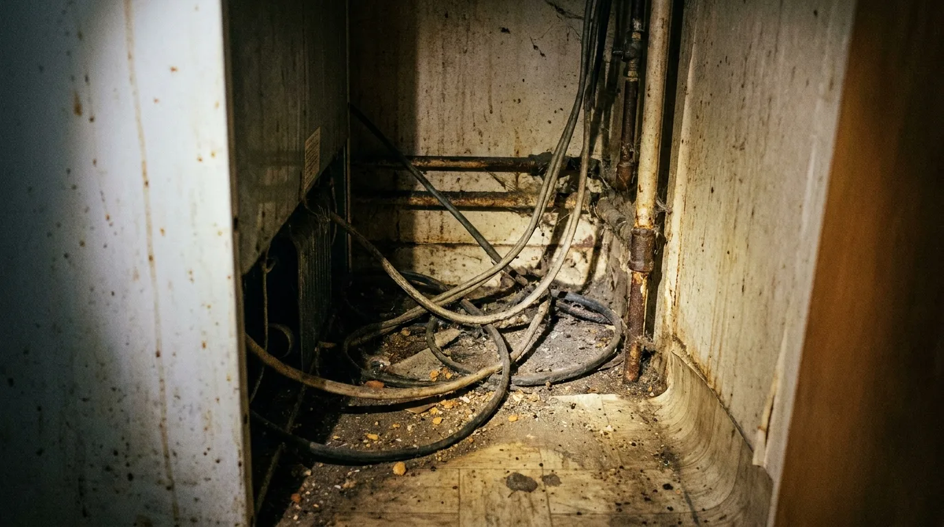 Cachette de cafards derrière un appareil électroménager de cuisine