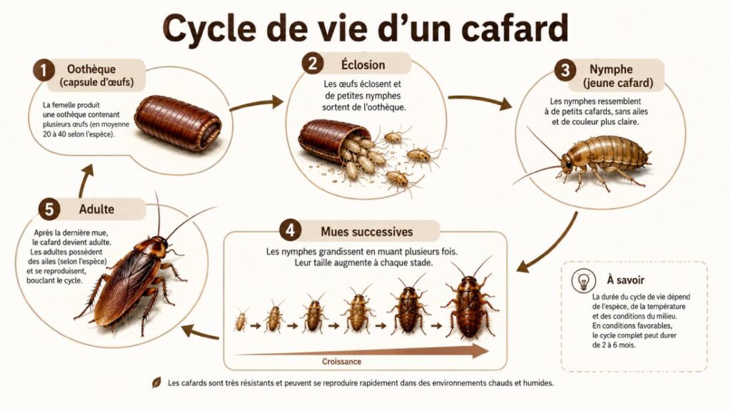 schéma du cycle de vie complet du cafard