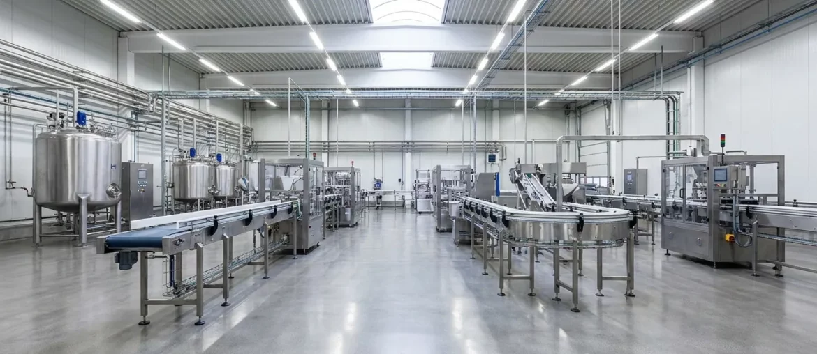 Ligne de production agroalimentaire propre, environnement industriel hygiénique
