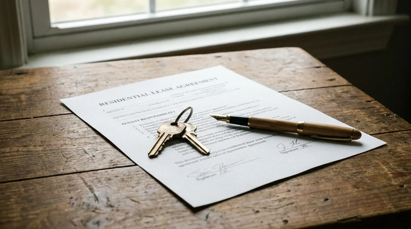 Contrat de bail et clés posés sur une table, illustrant la question de qui paie la dératisation en location