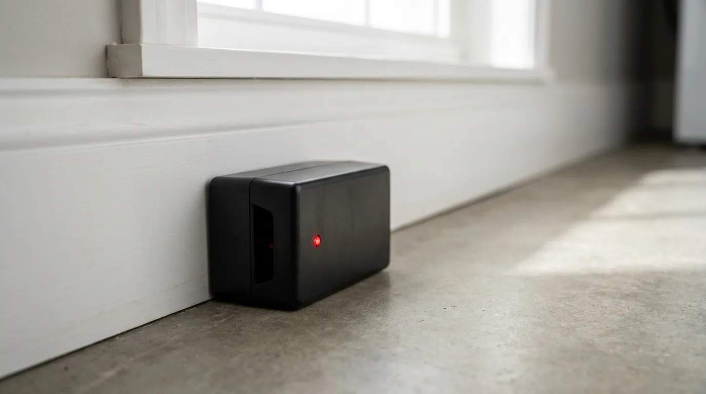 Piège à rat électronique le long d'une plinthe
