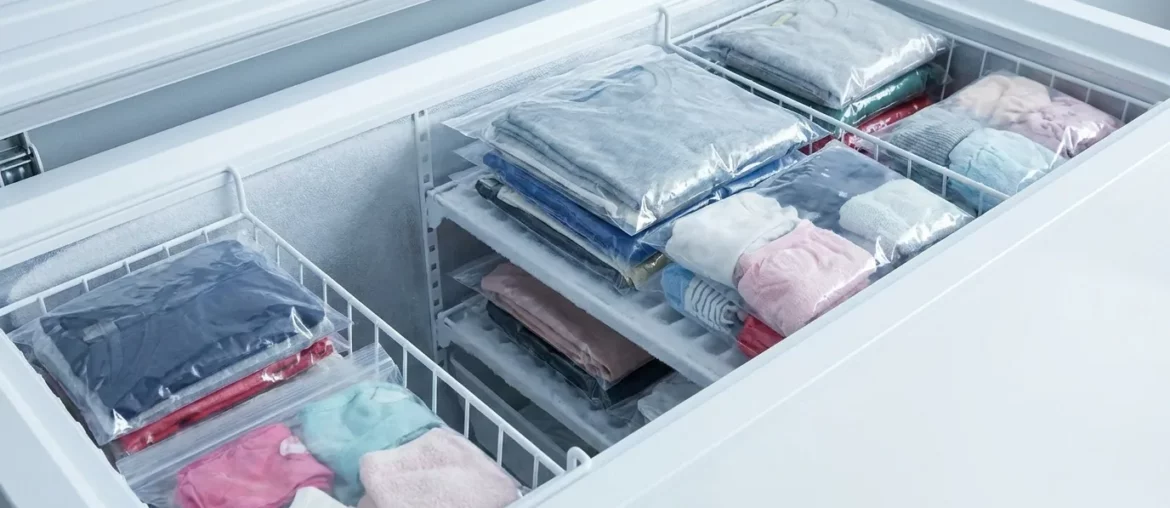Traitement des punaises de lit par le froid : objets placés au congélateur en sacs