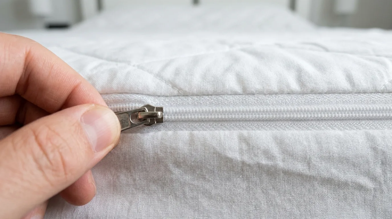 La fermeture à glissière étanche est le point clé : aucune punaise ne doit pouvoir passer.