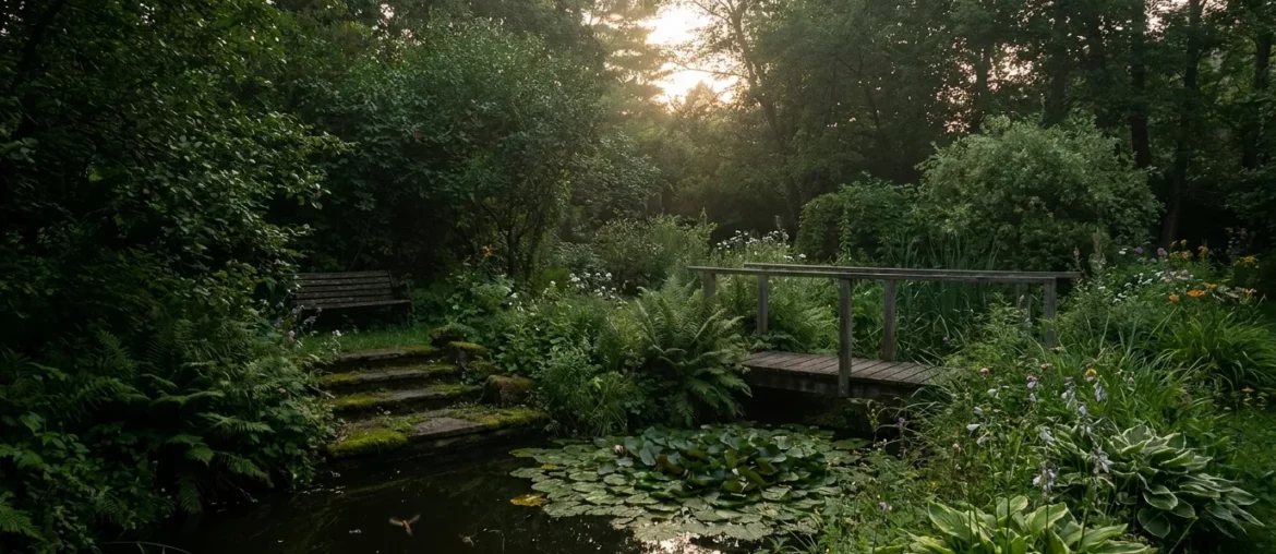 Un jardin humide et ombragé, paradis des moustiques