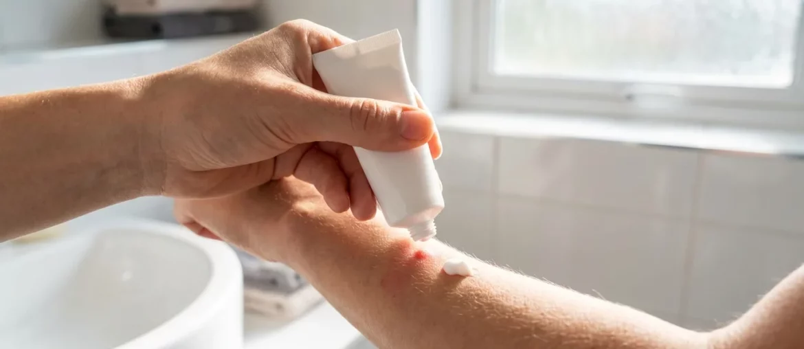 Une crème apaisante calme la démangeaison