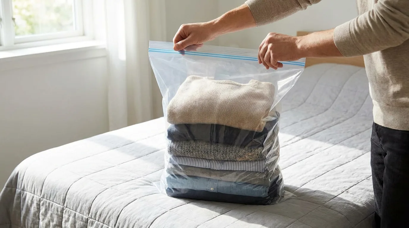 Isoler le linge suspect dans un sac hermétique évite de disséminer les punaises.