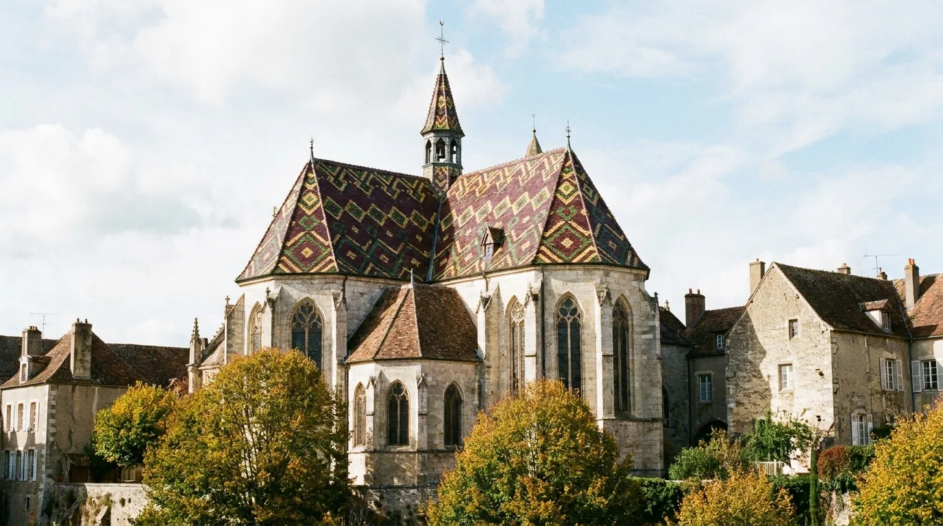 Le monastère royal de Brou et son toit de tuiles vernissées à Bourg-en-Bresse.