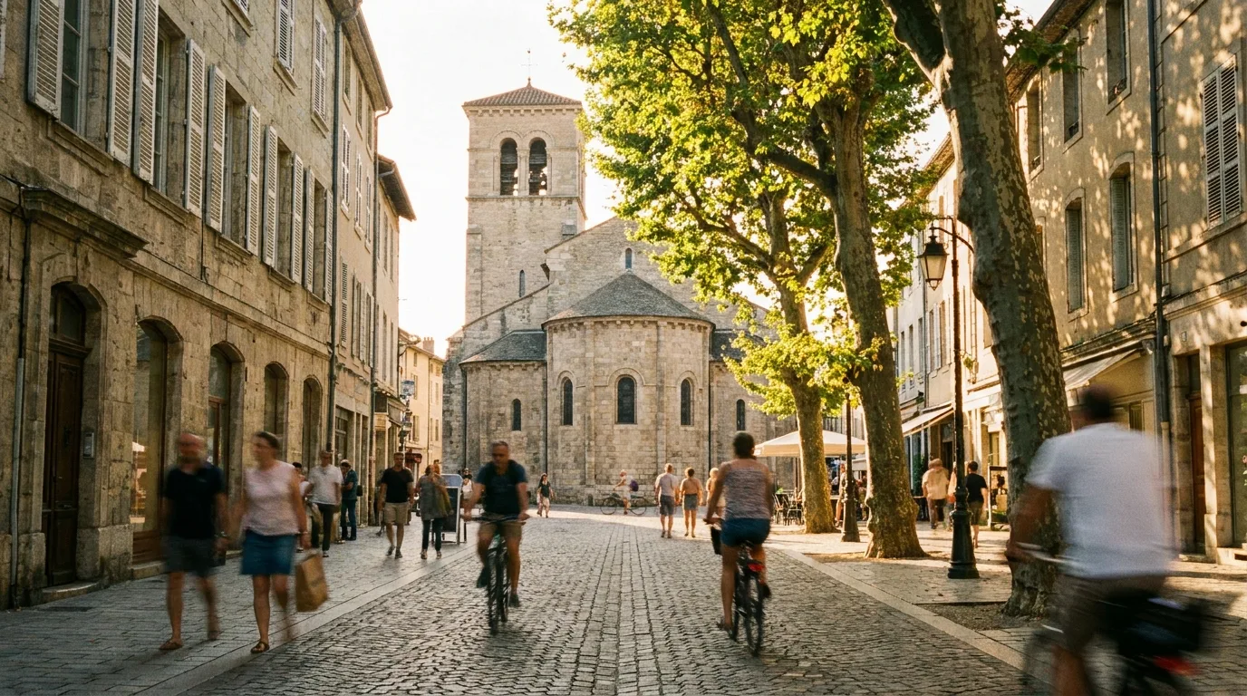 Rue commerçante du centre de Bourgoin-Jallieu.