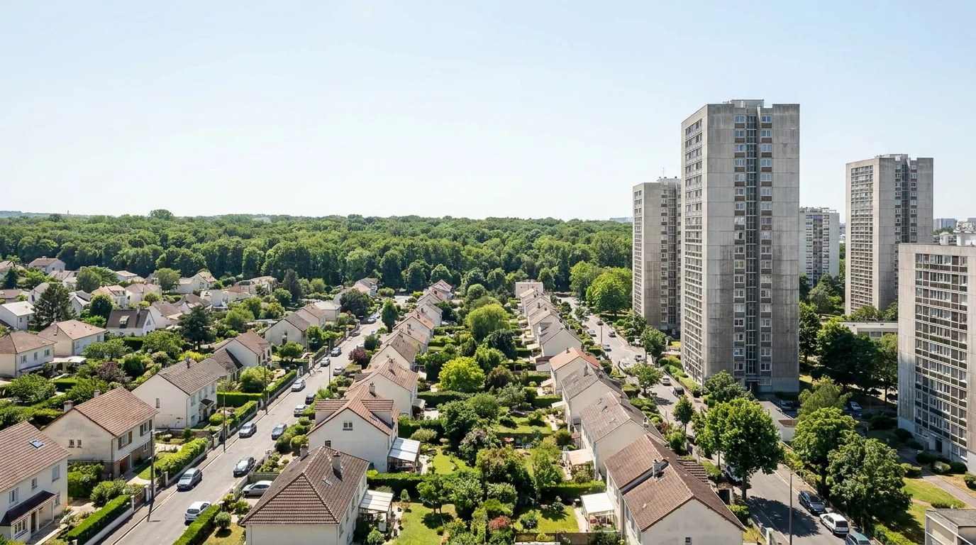 Fontenay-sous-Bois : pavillons, grands ensembles et bois de Vincennes.