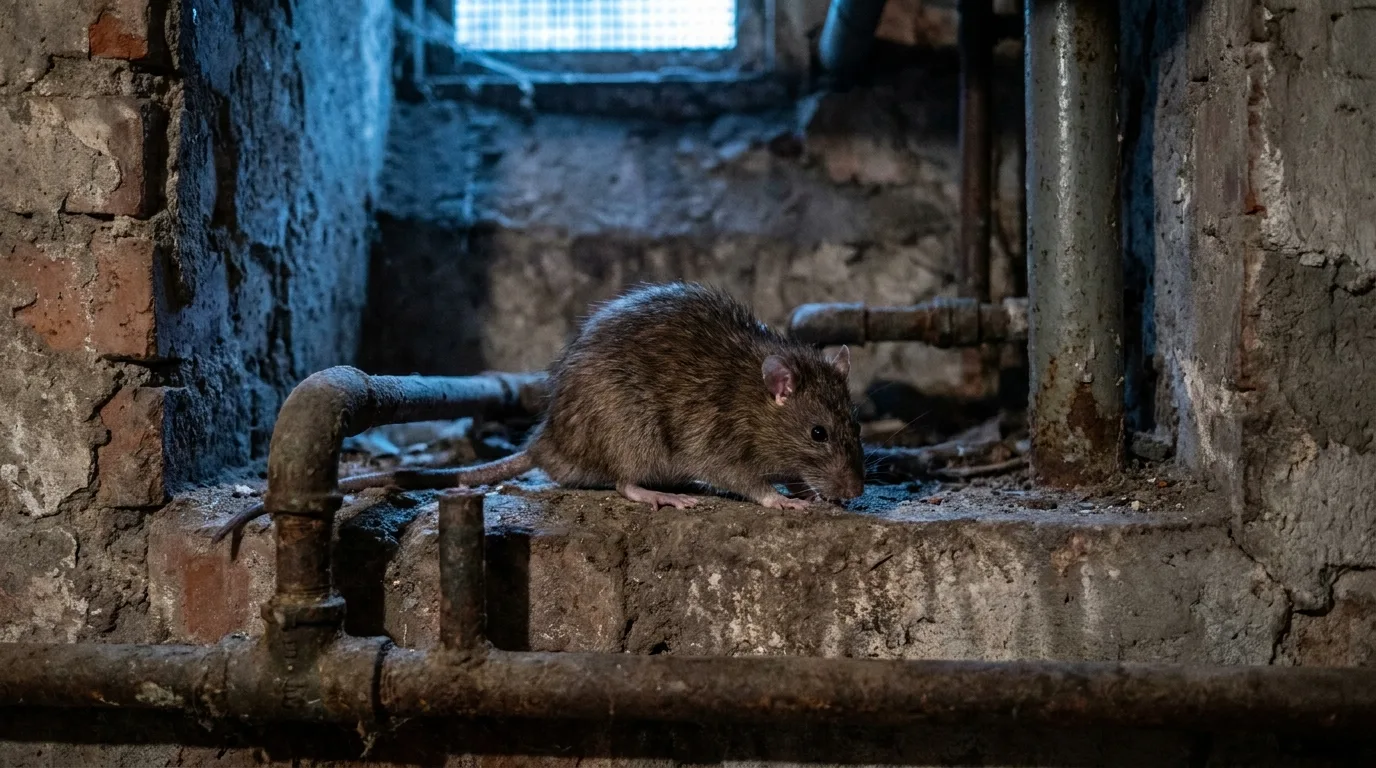 Rat dans une cave d'immeuble.