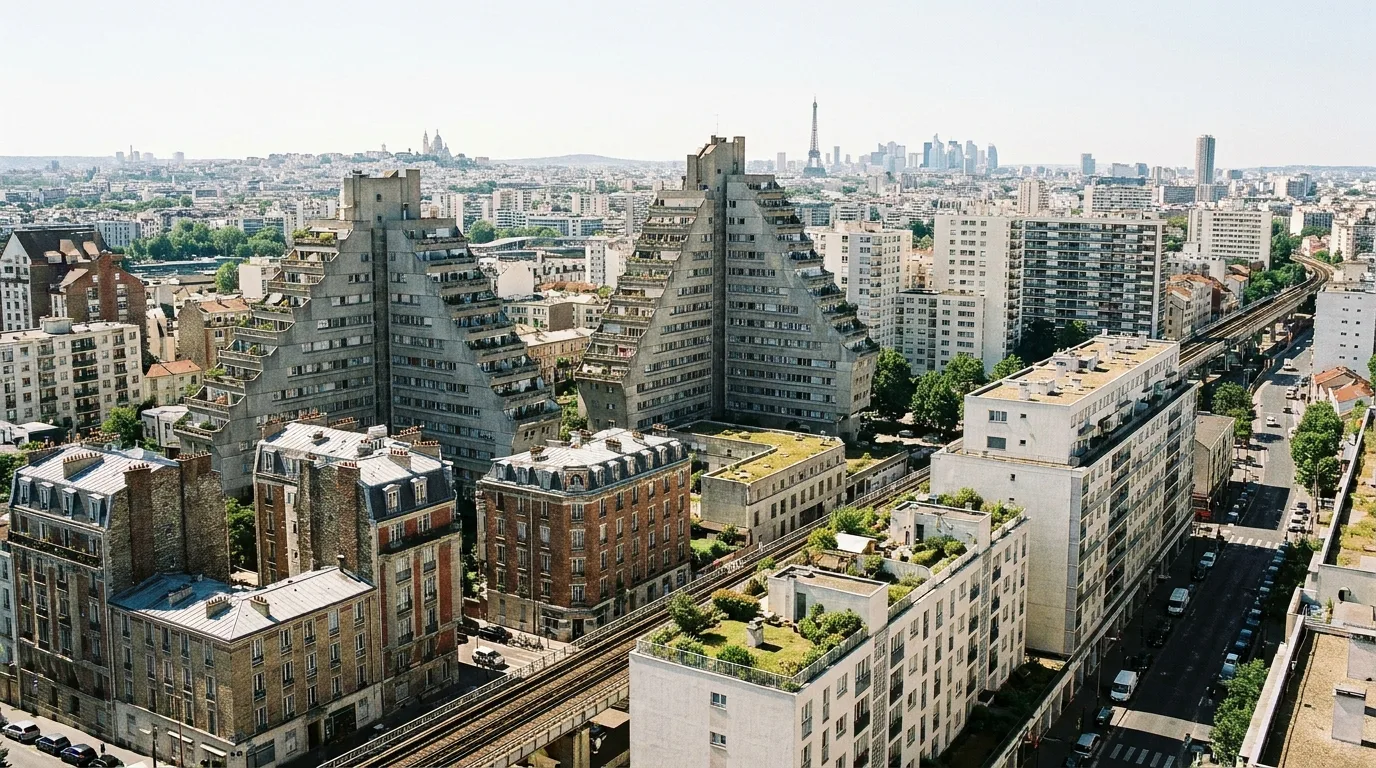 Immeubles denses d'Ivry-sur-Seine aux portes de Paris.