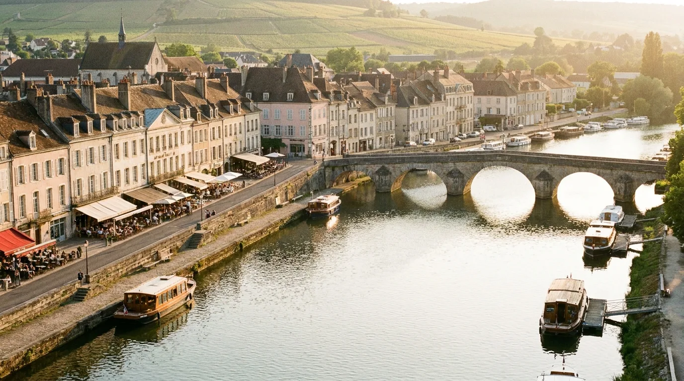 Les quais de Saône et le pont Saint-Laurent à Mâcon.
