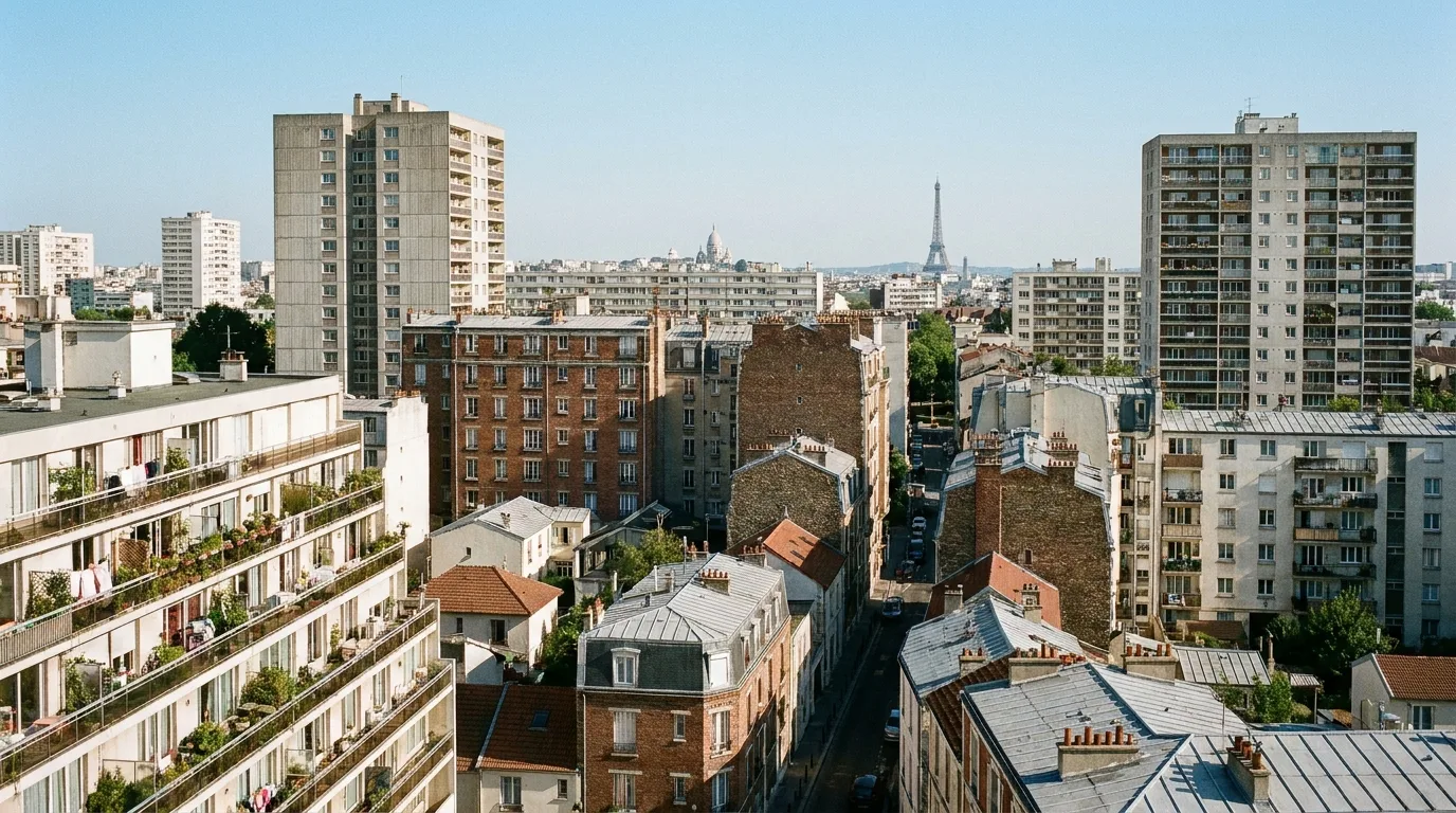 Quartier résidentiel dense de Montreuil aux portes de Paris.