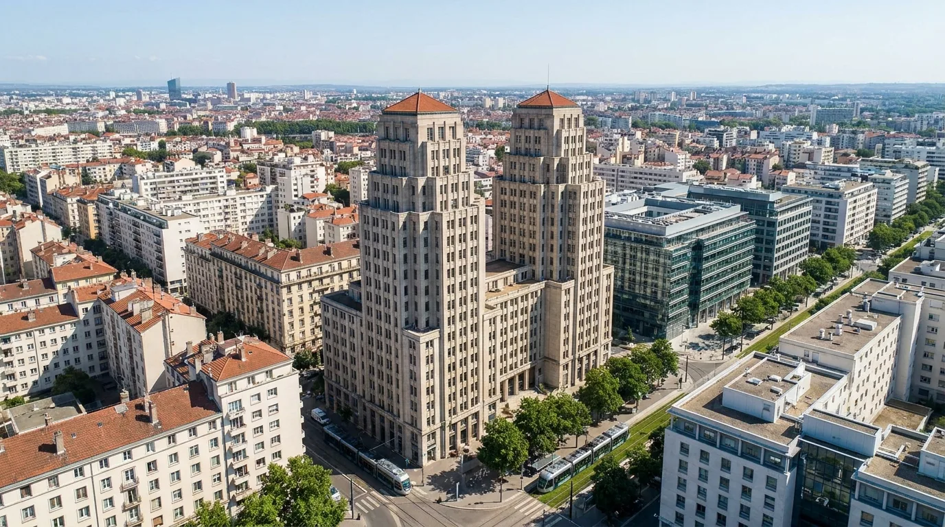 Villeurbanne : les Gratte-Ciel et un bâti très dense.